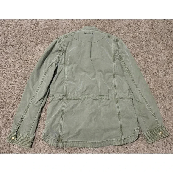 LUCKY BRAND Military Field Jacket Utility Coat Olive Green Full Zip Womens SMALL - Picture 2 of 10